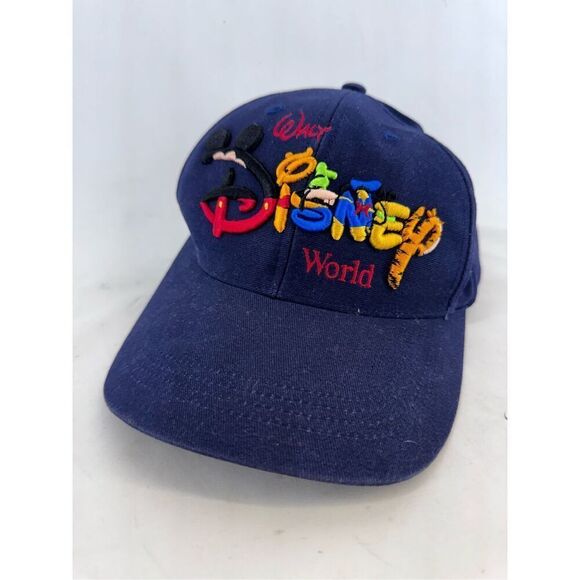 Walt Disney World Unisex Blue Character Lettering Embroidered Baseball Cap Hat - Picture 1 of 8